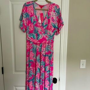 Lilly Pulitzer Jessi Maxi Dress prosecco pin in Pinking Positive NWT